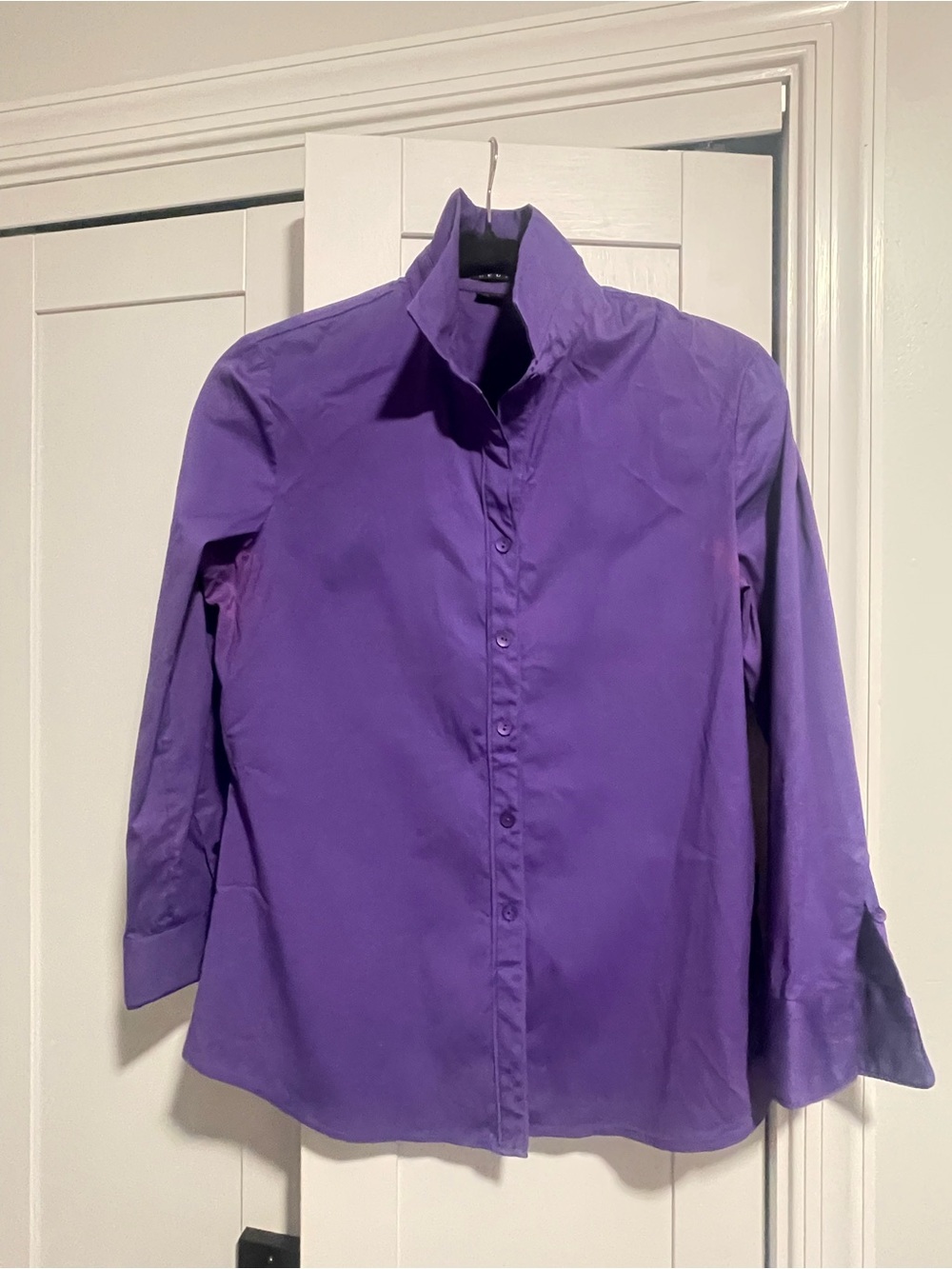 Theory Trisanne Neon Purple Collared Button-Down